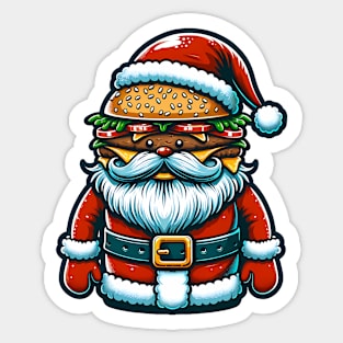 Funny Burger Xmas Style, Santa Loves Burgers Sticker